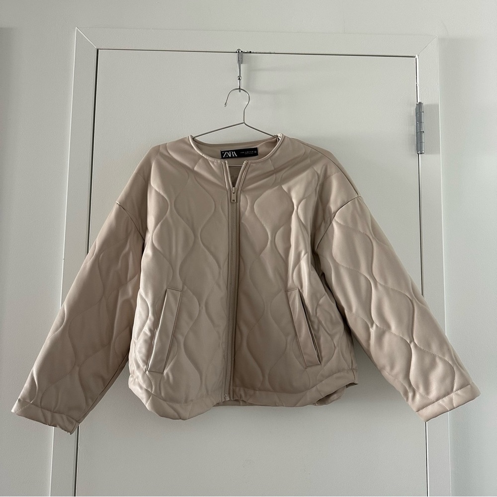 ZARA FAUX LEATHER PUFFER JACKET